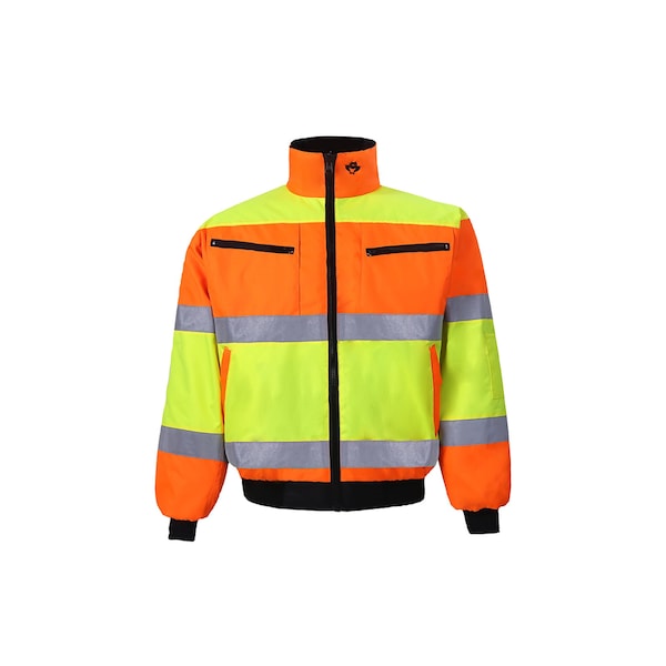 2W International Hi-Vis Reversible Jacket, 100% Polyester Oxford with PU coating., Class 3 Lime/Orange, M 300C-3 M - main